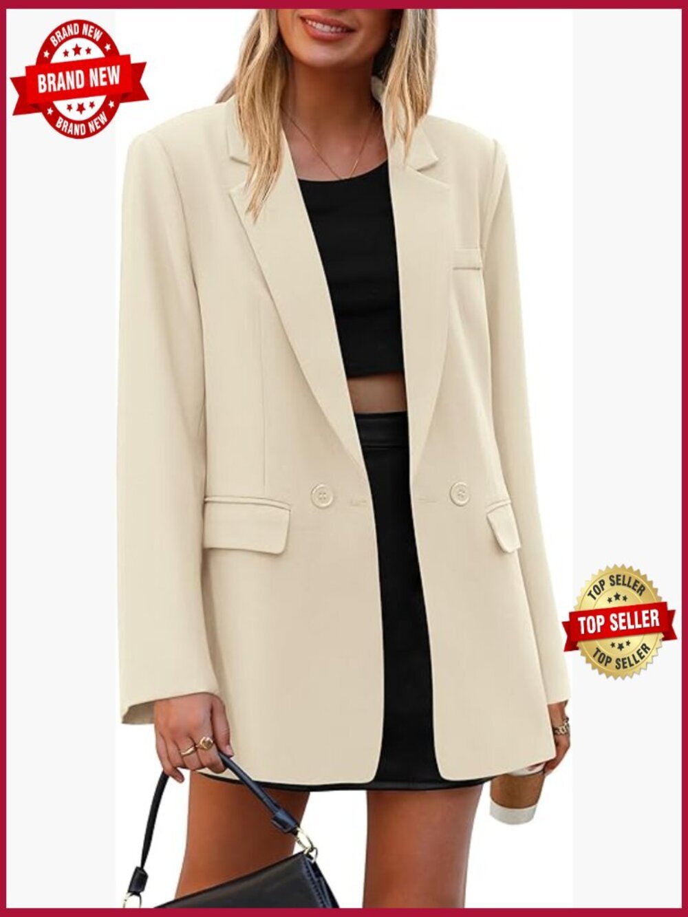 Women's Business Casual Long Sleeve Blazer Jacket with Pockets